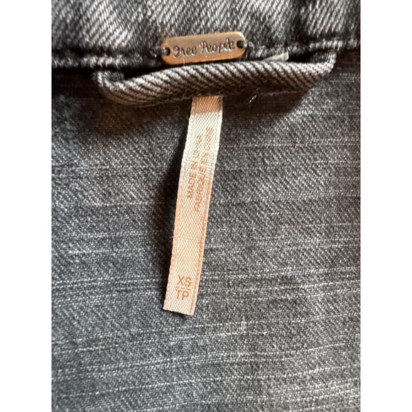 Free People Black Denim Rebel Moto Style Jacket Corset Sides XS - Picture 9 of 9